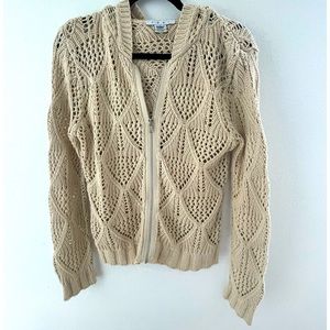 CAbi zip up knitted hooded cardigan size medium